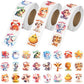 JIXZEN 1.5 Inch Animal Stickers for Kids, 3 Rolls 1500 PCS Cute Stickers for Toddlers 2-4 Years, 24 Designs Farm/Ocean/Wild Moti