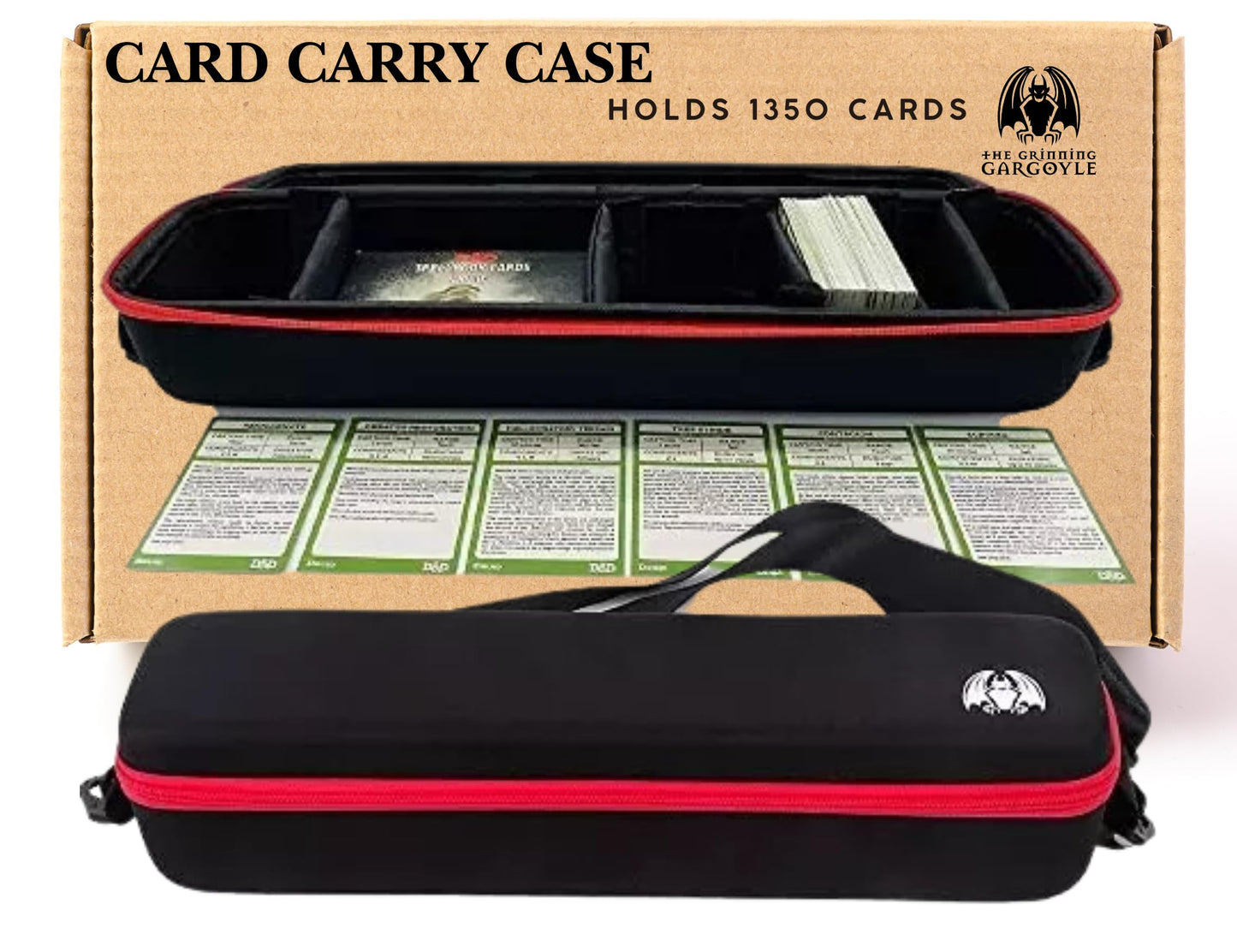 Gargoyle Collector Card Storage Case with Wrist and Shoulder Strap - enhanced Portable Card Game Travel Case - Holds up to 1350 Cards or Multiple MTG Deck Box - TCG Storage - Organise and Protect (Red)