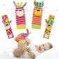 Wrist Rattle Foot Finder Sock for 0-36 Months Baby Boys and Girls, Newborn Baby Soft Hand & Feet Rattle 0-3 Years, Black and Whi