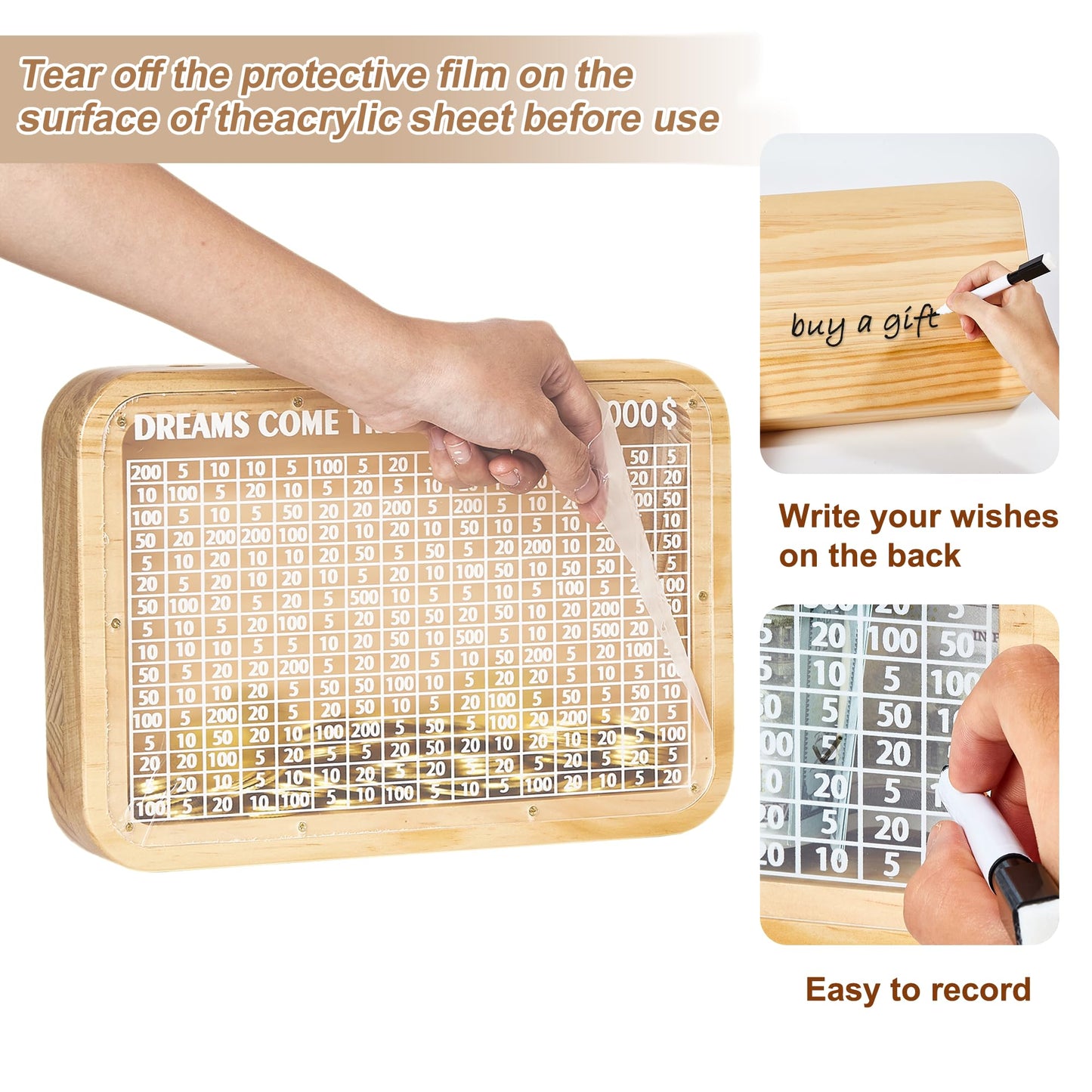 Money Saving Box For Kids Adults With Counter Coin Challenge Bank,10000 Savings Challenge Box. (Target $10000)