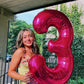 Hot Pink Number 6 Balloon 40 Inch, 6 Balloon Number, 6Th Birthday Decorations, Hot Pink Party Supplies For Boys Girls