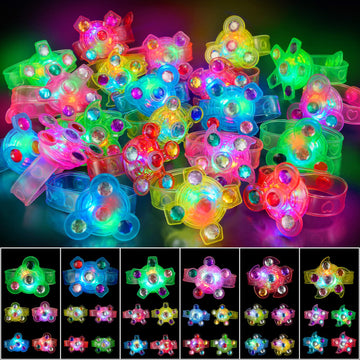 SHQDD 36PCS LED Light Up Fidget Spinner Bracelets, Glow in The Dark Party Favors for Kids 4-8 8-12,Goodie Bag Treasure Box Prize