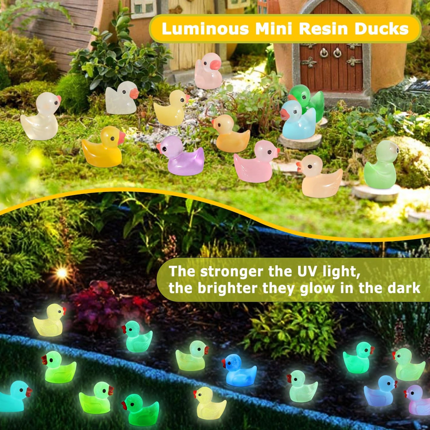 Arcimatto 240 Pack Mini Ducks Tiny Resin Duck Bulk  Decor Duck Figures for Miniature Dollhouse Decor Garden Aquarium Potted Ornament  DIY Charm Crafts Hide and Seek Prank Party Favor Toys Gag Gifts