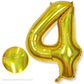 Large Number 4 Balloons, 40 Inch Laser Gold Helium 4 Balloons For Kids 4 Year Old Birthday Decor, Self Inflating Foil Globos Dor
