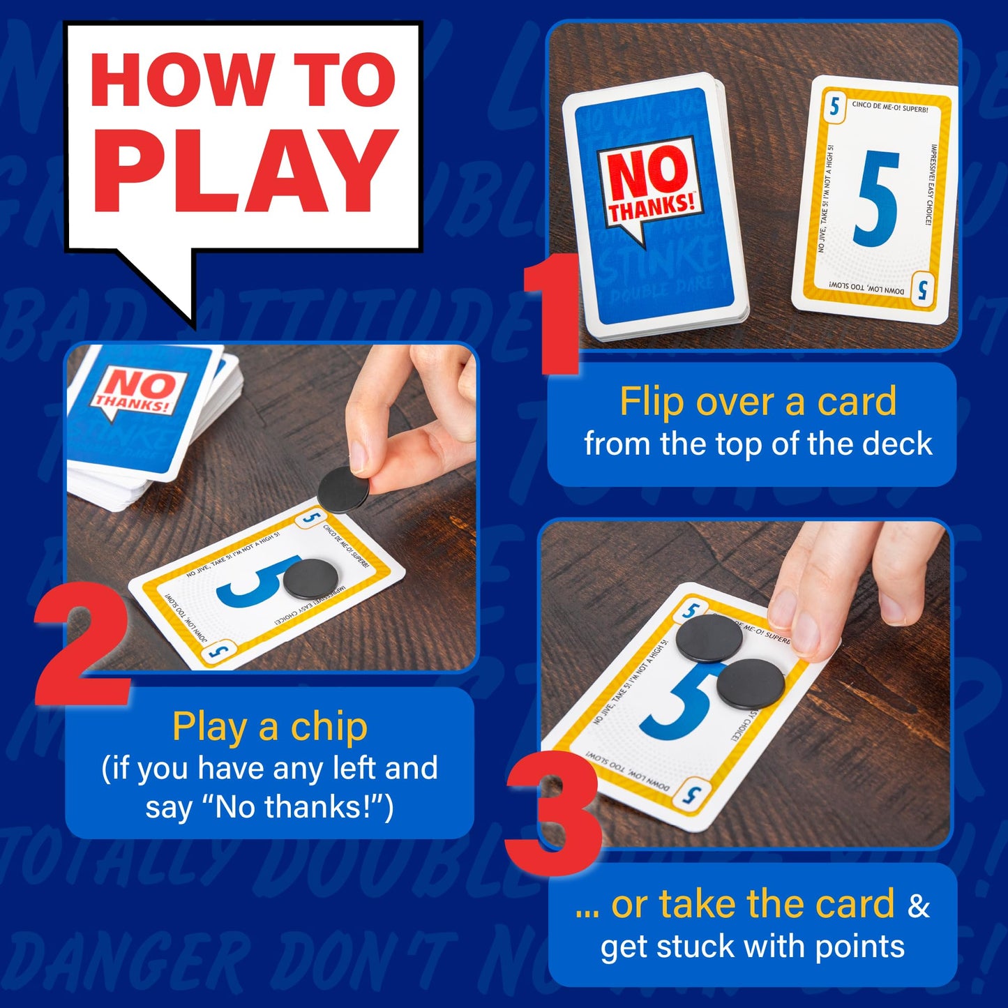 Amigo Games No Thanks, The Play Or Pay Card Game, Bidding & Bludding Family Card Game, Party Game, Fast Playing, Ages 8+, 3-7 Players, 20 Minute Game Play
