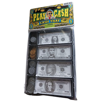 JaRu #3128 Play Money Cash Tray 20 Coins and 20 Bills Kids Pretend Toy
