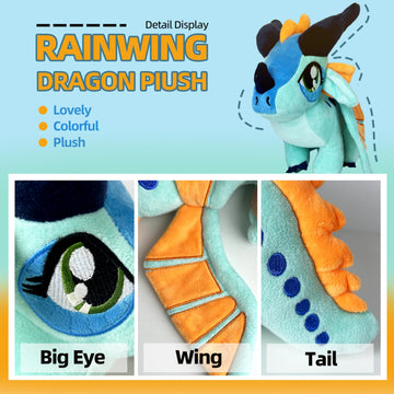 Kobataro Wings Dragon Plush Toys Stuffed Animal Plushies Cute Figure Merch Present For Kids For Aged 3+ (Blue)