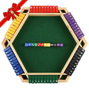 Alangduo Shut The Box Game With 12 Dice, 2-6 Player Shut The Box Table Math Game, Shut The Box Game Wooden, Educational Close The Box Game For Kids, Adults(Multicolour)