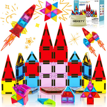 Mini Magnetic Tiles For Kids, Magnetic Building Set, Construction Stem Travel Toys For Boy Girl Ages 3+, Montessori Preschool Le