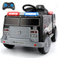 Elemara 12V Ride On Police Car, Electric Ride On Truck For Kids,Battery Powered Toddler Car Ride On Toy W/Parent Remote Control,Siren-Call,Walkie-Talkies, Flashing Lights,Bluetooth,Music,Dark Black