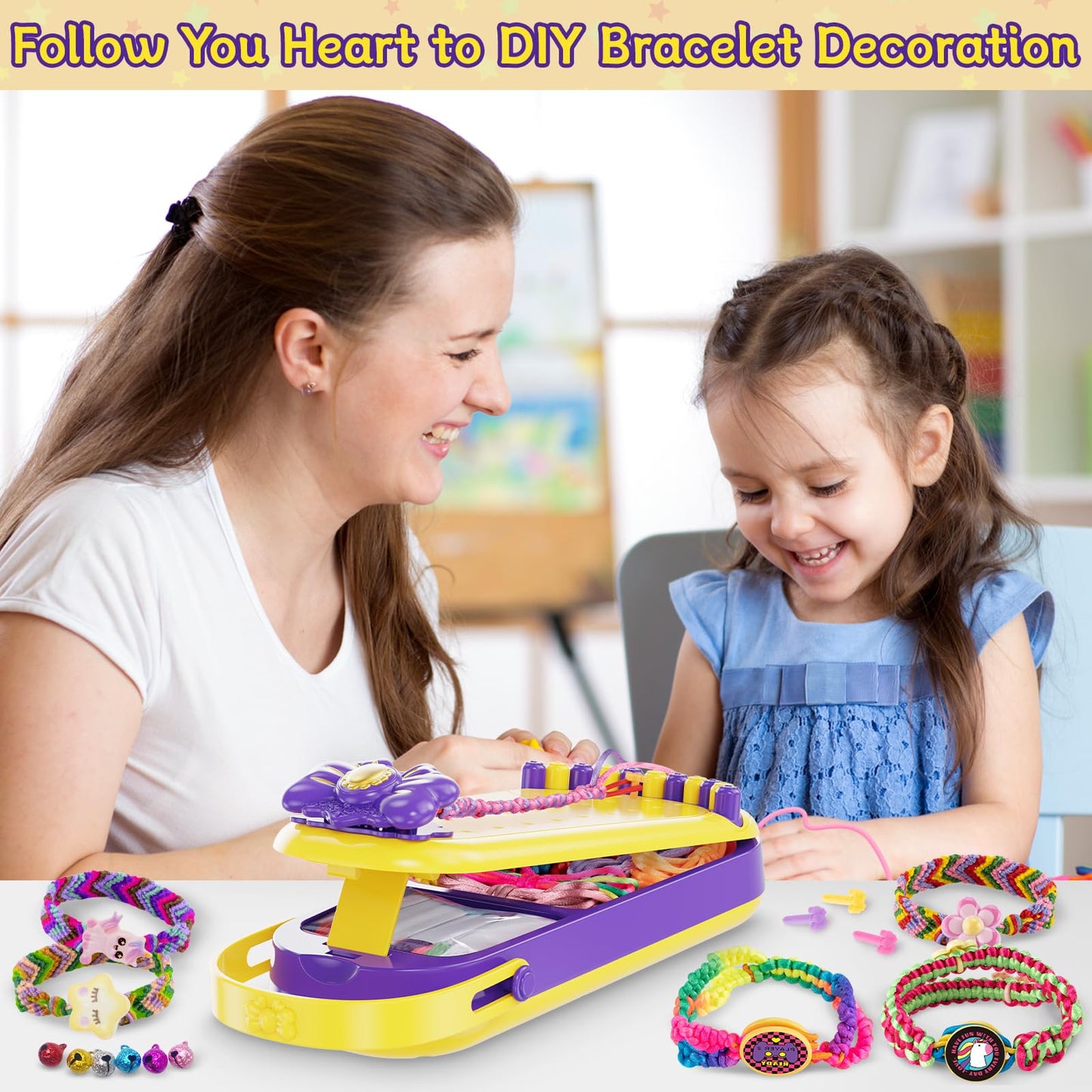 Friendship Bracelet Making Kit for Girls - DIY Bracelets Maker Art and Craft Kits for Kids - Jewelry String braiding Set Toys fo