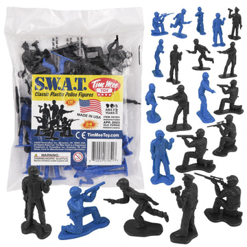 Tim Mee Toy SWAT Plastic Army Men - 24 Small Black & Blue Police Figures, Model 810049678517