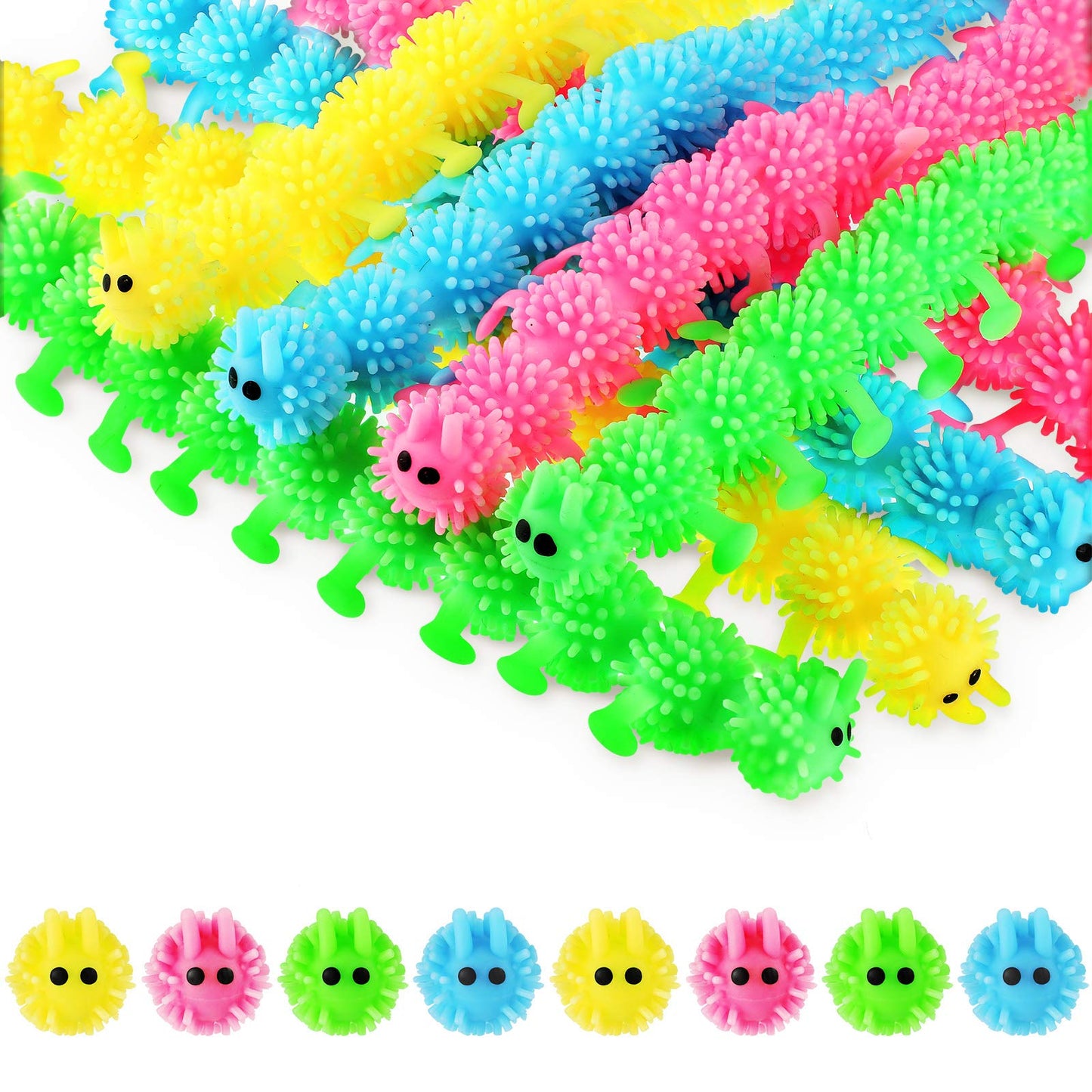 Charnoel 8 Pieces Caterpillars Sensory Toy Stretchy Toy For Anxiety, Caterpillars Fuzzy Worm Unicorn Play Toy For Relief, Calmin