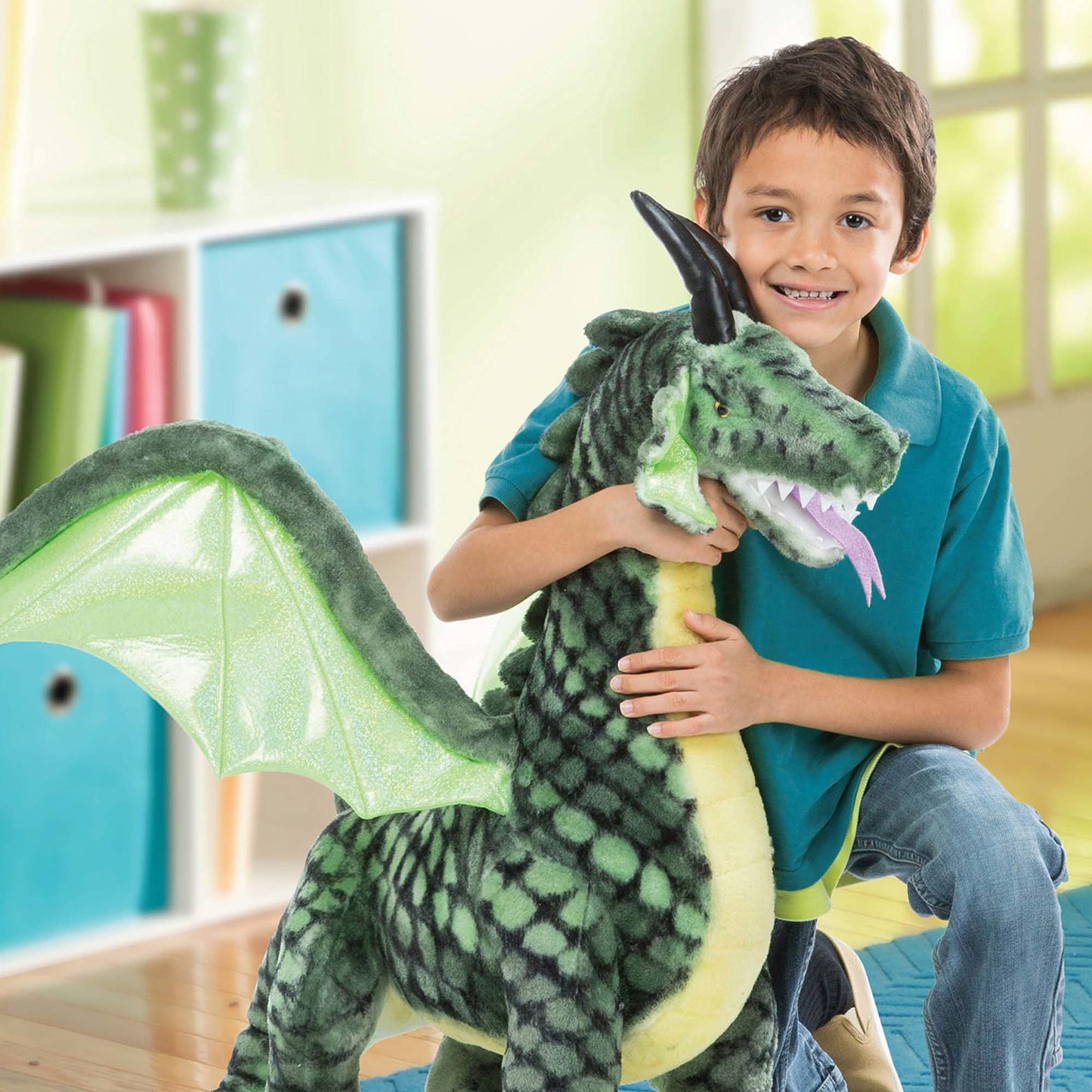 Melissa & Doug Plush Giant Winged Dragon Stuffed Animal, Multicolor, 36 x 40.5 x 16 in, Model 8804, Lifelike Design
