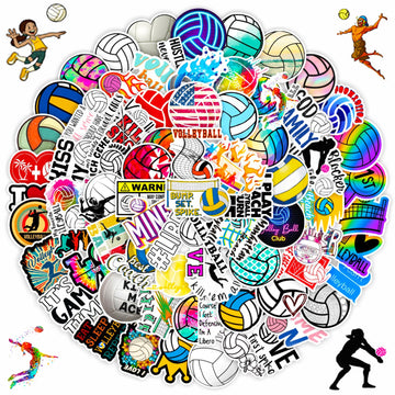 Dothrayan Volleyball Stickers, 100Pcs Volleyball Water Bottle Stickers, Vinyl Waterproof Volleyball Sports Stickers Pack, Volley