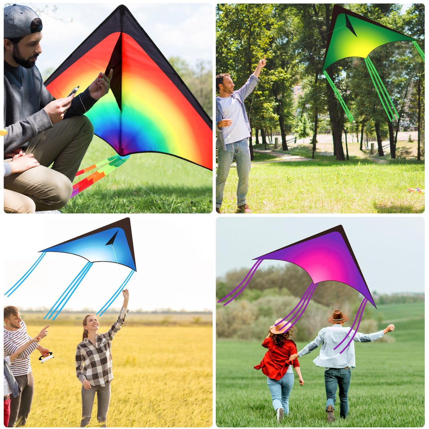 Halloscume Large Delta Kites for Adults Easy to Fly 57.1 Inch with 328.1 ft String Rainbow Beach Delta Kites for Beginner Outdoo