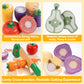 Wooden Play Food Set for Kids Kitchen | Velcro Chopping Veggies & Fruits Toy Food Set with Storage Case & Bag, Play Kitchen Acce
