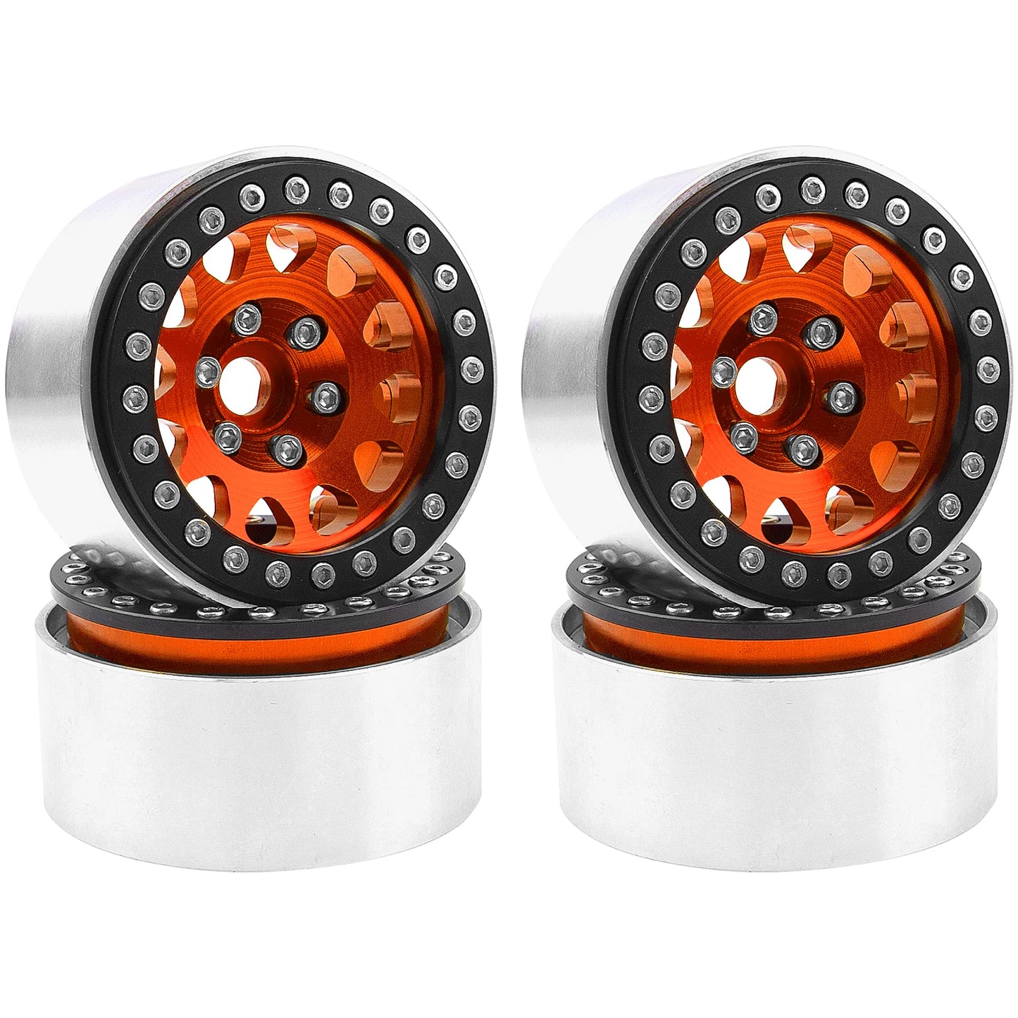 4Pack Vgoohobby Alloy 1.9'' RC Beadlock Wheels Rims 12-Spoke Thickness 30mm Compatible with Axial SCX10 D90 Traxxas TRX4 RedCat