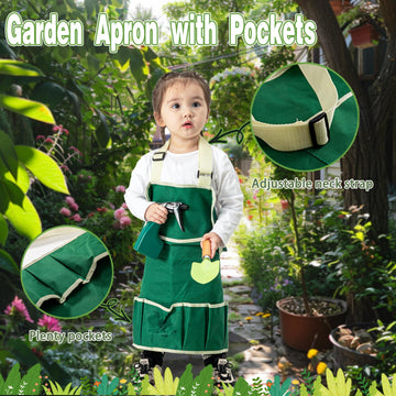 Joi Mew Kids Gardening Tools Set, Garden Toys W/Wooden Handle Alloy Rake,Fork,Trowel, Watering Can,Gloves,Tote Bag,Plant Pots, D