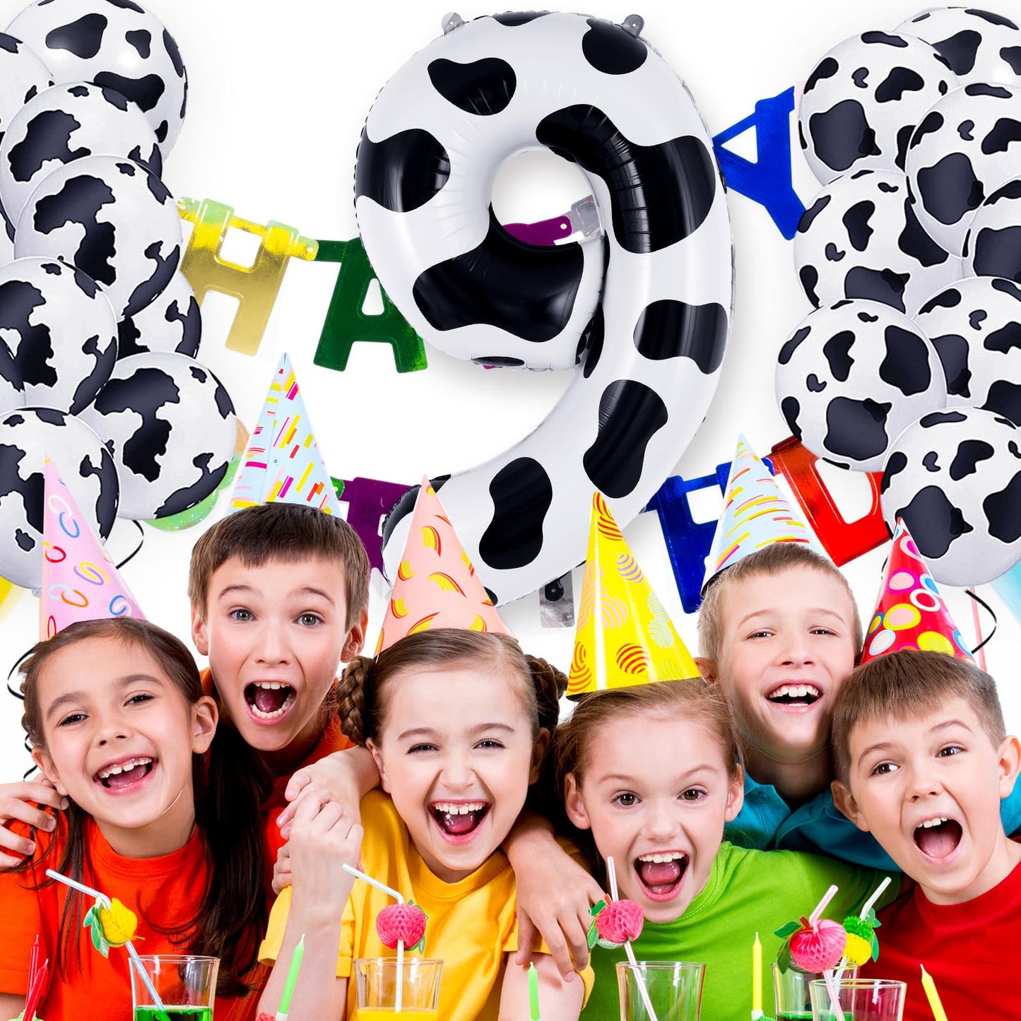 Cow Print Number 9 Balloon, Large 40 Inch Cow Number Birthday Balloons, Foil Mylar Number 9 Balloons For 9 Year Old Birthday Par