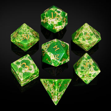 UDIXI Green with White Gemstone Dice Set D&D 7PCS Stone DND Dice Polyhedral Dice Set for Dungeons and Dragons Role Playing Games