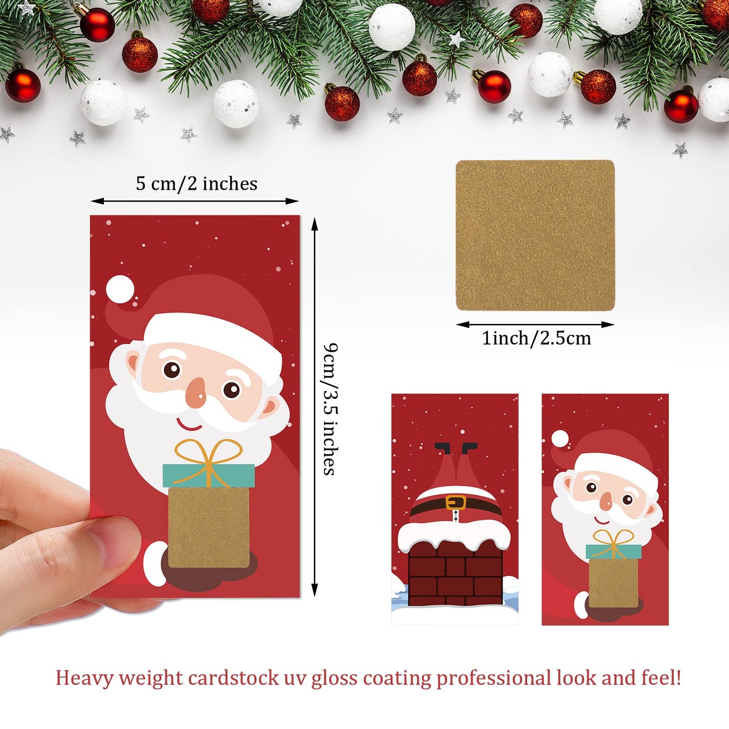 Outus 50 Pieces Christmas Scratch Off Cards Stickers Christmas Hawaii Party Games Vouchers Festive Raffle Tickets Holiday Business Prize Drawings For Kids Adults Families Events Groups (Gift Box)
