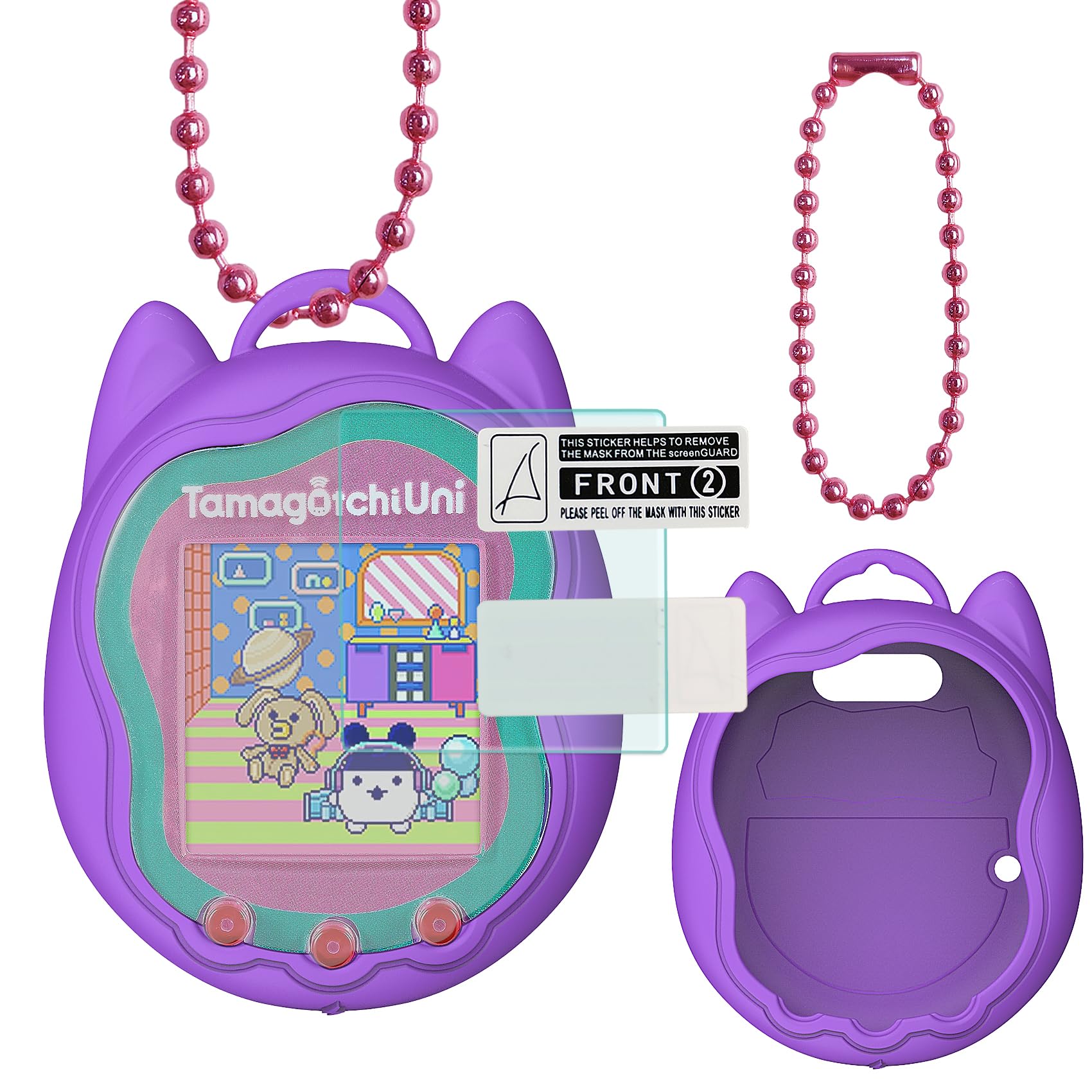 Xegimor Silicone Cover Case For Tamagotchi Uni Interactive Virtual Pet, Screen Protector For Tamagotchi Uni Pet Band Accessories