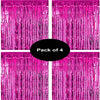 Propsicle 4 Pcs 3Ftx6Ft Pink Foil Fringe Curtains Shimmer Backdrop Happy Birthday Party, Wedding Anniversary, Bachelorette, Baby