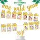 Wild One Birthday Decorations - Gold Glitter One Wild Year Banner + Baby 1St Birthday Photo Banner From Newborn To 12 Month - Sa