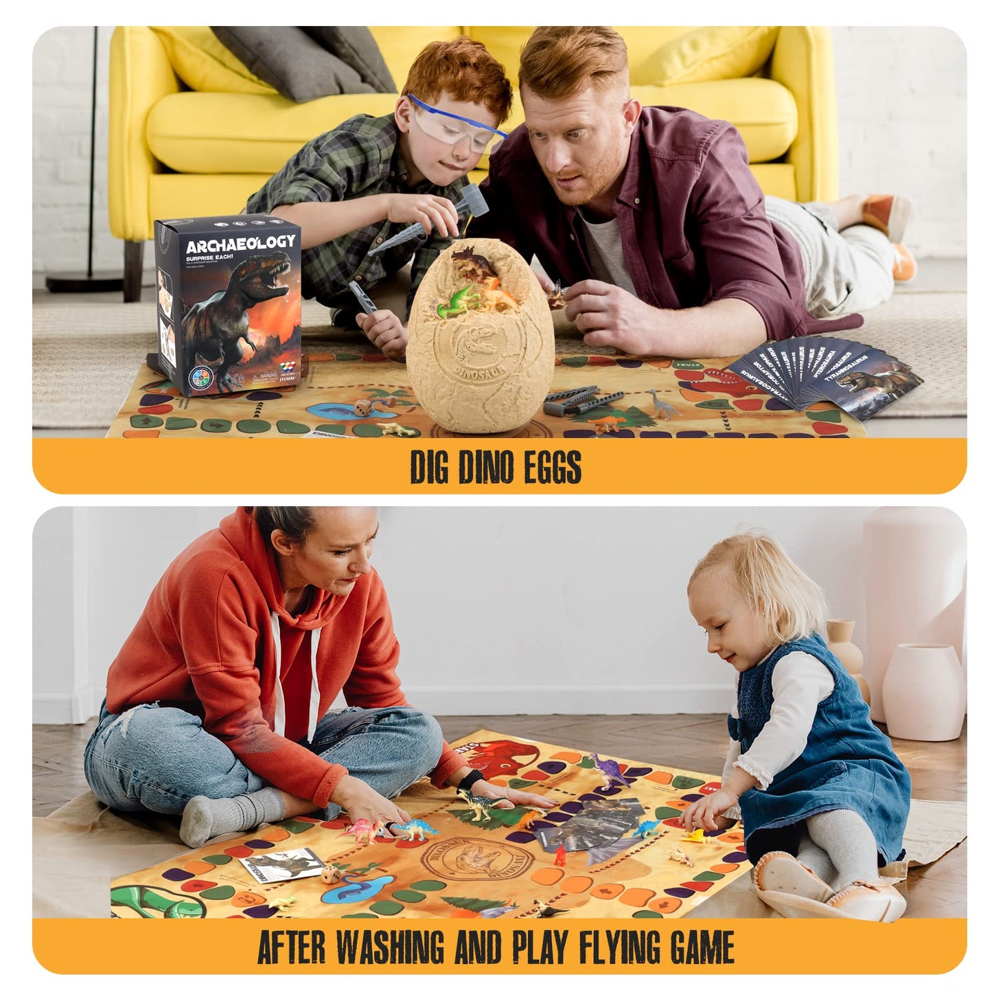 Woumserta Jumbo Dino Egg Dig Kit - Large Plaster Dinosaur Toys for Kids 5-7 with 12 Dinosaurs, Excavation Gift for Boys & Girls 6+