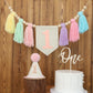 Handmade Boho Macaron High Chair Banner & Hat - Pink Decorations for Girls 1st Birthday - Crown & Cake Topper