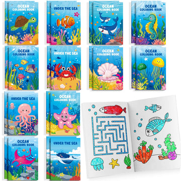 24 Pcs Under The Sea Mini Coloring Books Ocean Animals Party Favors Drawing Book Bulk For Kids Ocean Fish Birthday Party Mermaid