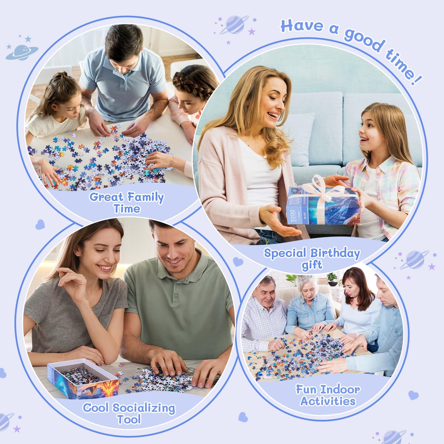 Puzzle For Adults 1000 Pieces Winter'S Night Bonfire Evening Animal Puzzle Christmas Jigsaw Puzzle Family Game (15''X 10'')