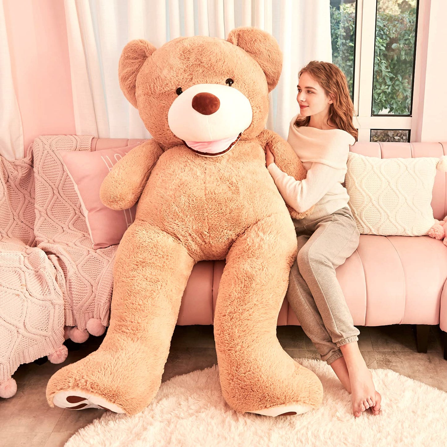 Ikasa Giant Teddy Bear Plush Toy Stuffed Animals(Brown,78 Inches)