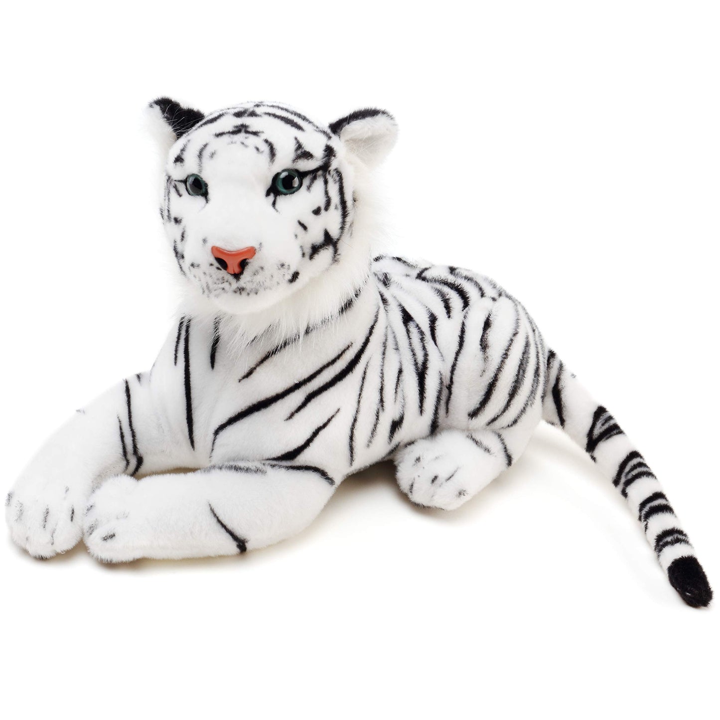 TigerHart 17 Inch White Tiger Stuffed Animal Plush - Multicolor Foam Skull