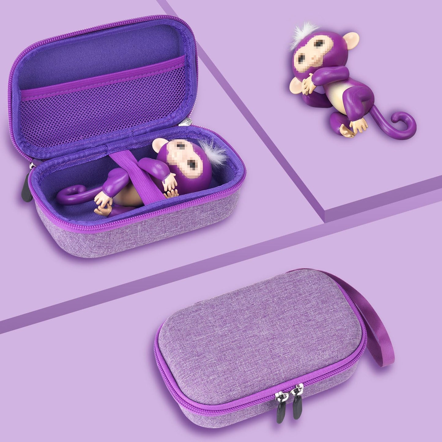 Mgznmty Carrying Case Compatible With Fingerlings Monkey Toy - 2023 New Interactive Toys For Kids (Purple) (Only Case)