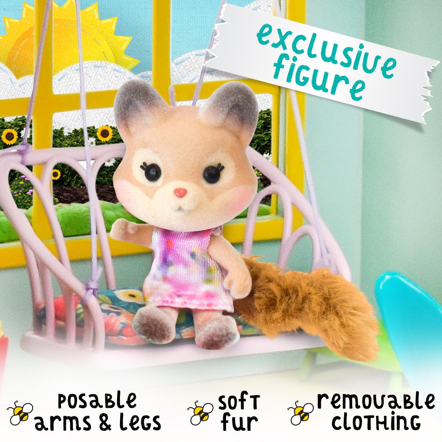 Honey Bee Acres Interactive 2 Story Tree House Playset with limited availability Squirrel Poseable Figure Includes 21 Pieces