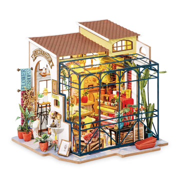 Hands Craft Diy Miniature Dollhouse Kit - Emily'S Flower Shop 3D Model Tiny House Building With Led Lights | Detailed Floral Sho
