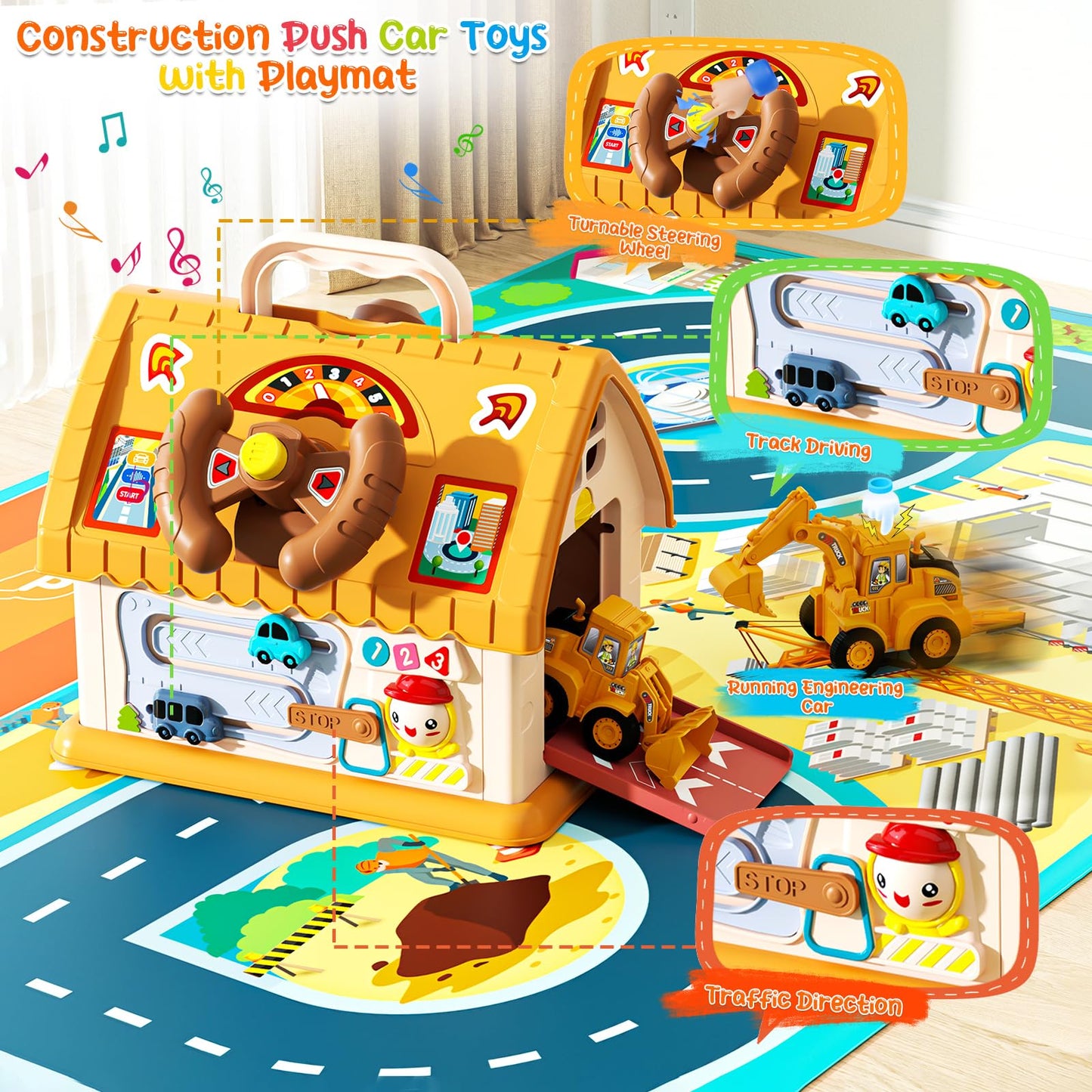 Toys For 1-2 Year Old Gifts, Montessori Toddlers Toys With Sound/Lights/Music/Clock/Car/Telephone, 8 In 1 Multi-Functional House