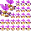 24 Pieces Mini Masks Masquerade Mini Mask Small Masquerade Mask Cake Toppers Decorative Mini Mask Mardi Gras Party Decor (Purple