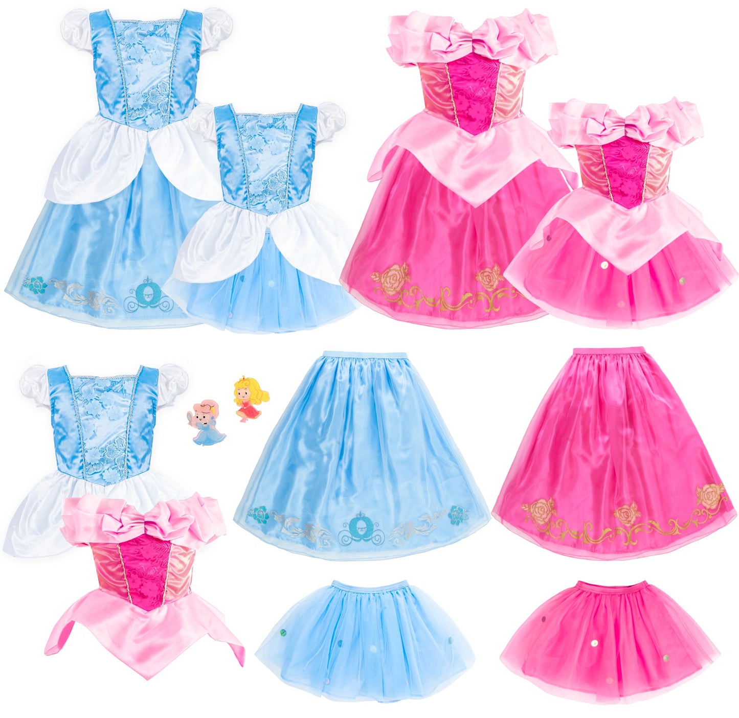 Ikali Toddler & Girls Princess Dress Up Clothes Trunk, Princess Costume For Kids Halloween Christmas Birthday 4-6 Years