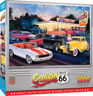 Masterpieces - 1000 Piece Jigsaw Puzzle, Route 66 Dogs And Burgers, Fun For Adults, Family, Kids, 19.25'' X 26.75''