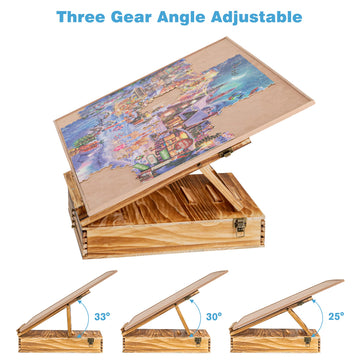 Lavievert Jigsaw Puzzle Sorting Trays & Puzzle Bracket Set, Adjustable Puzzle Easel Holder For Puzzle Board, Wooden Puzzle Sorters With Drawer Design For Up To 1500 Pieces - Comes With No Puzzle Board