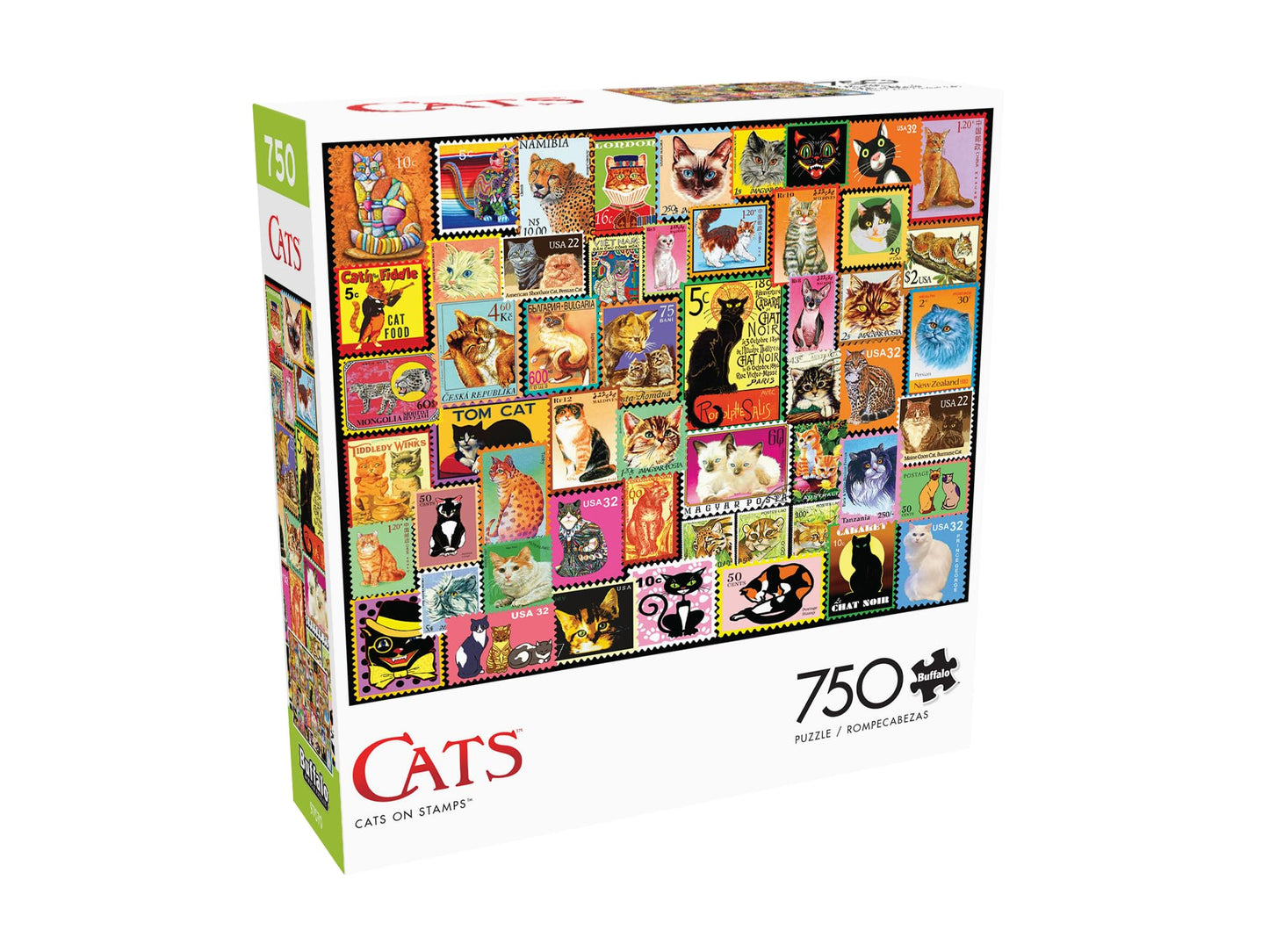 Buffalo Games 750 Piece Jigsaw Puzzle - Cats on Stamps - Large Multicolor - Paper - Model 17319 - Perfect for Game Nights
