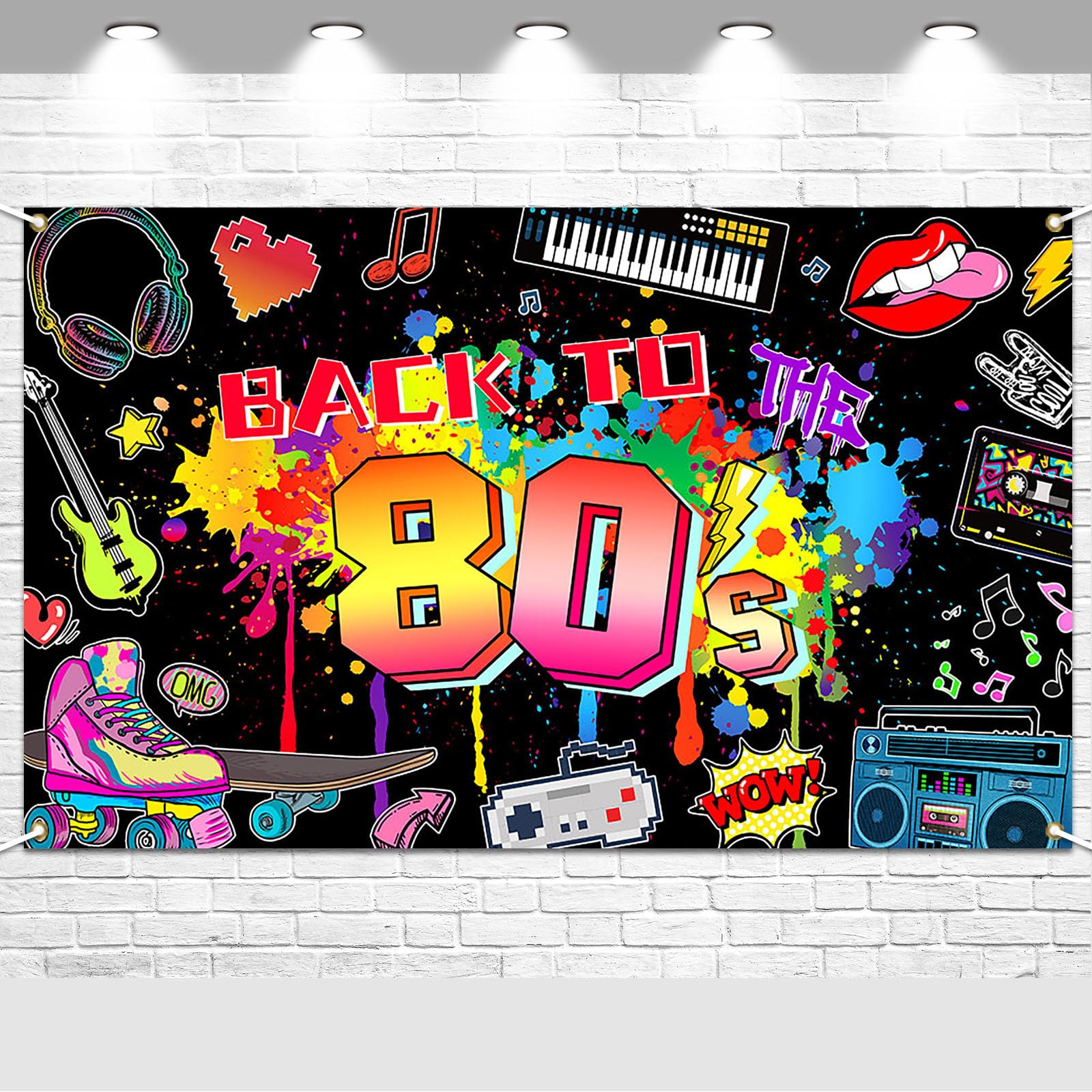 Avezano 80s Party Decorations Back to The 80s Banner 80s Backdrop 1980 Birthday Party Decoration Retro Graffiti Hip Hop 80s Pa