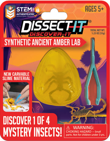 Dissect It Top Secret Toys Discover-It Dissection Kit for Kids, Ancient Amber, Model 1131B, Science Lab for Ages 5+