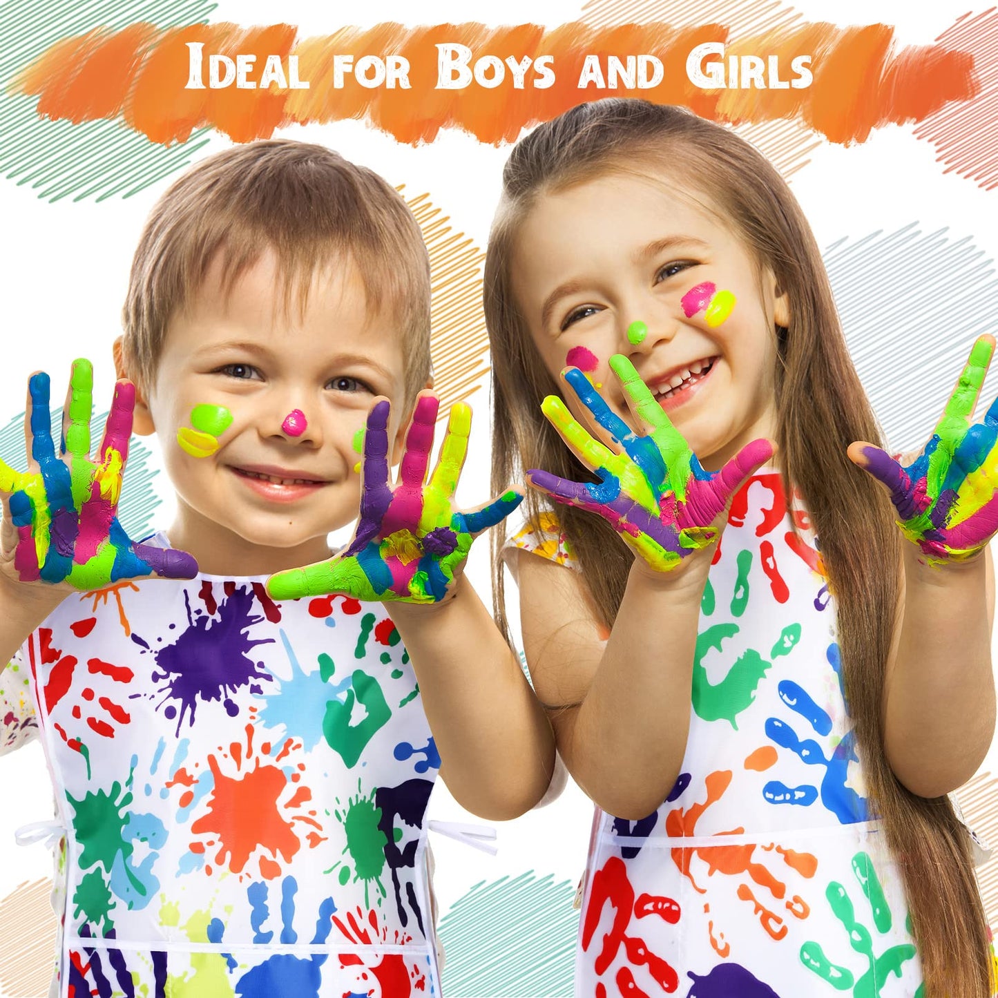 Satinior 2 Pieces Kids Art Smock, Children Waterproof Painting Artist Aprons Sleeveless Toddler Art Smocks With 3 Pockets For Age 3-10 Years