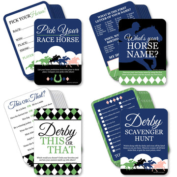 Big Dot Of Happiness Kentucky Horse Derby - 4 Horse Race Party Games - 10 Cards Each - Gamerific Bundle