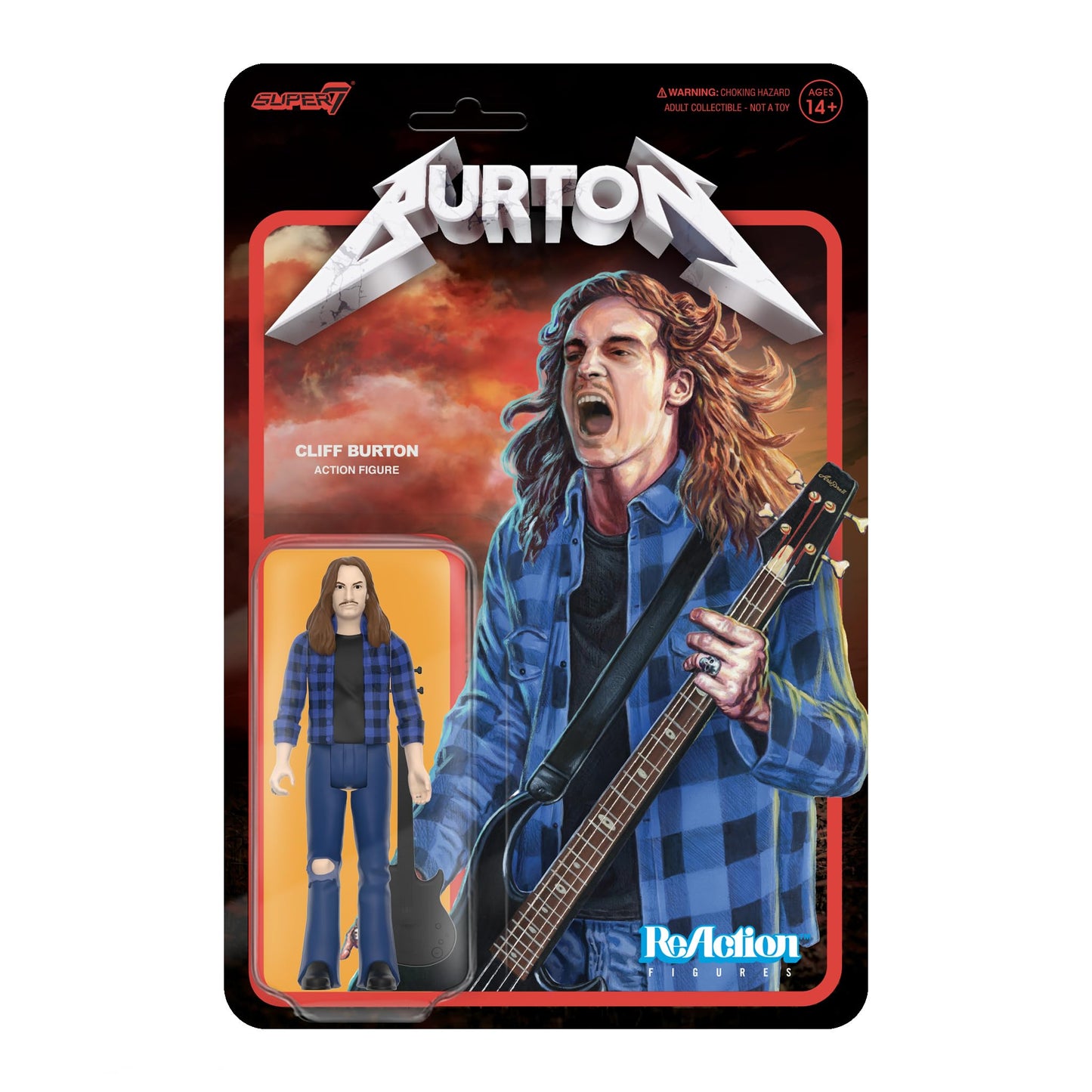 Super7 Cliff Burton (Flannel Shirt)  3.75 Action Figure with Accessories Heavy Metal Collectibles and Retro Toys