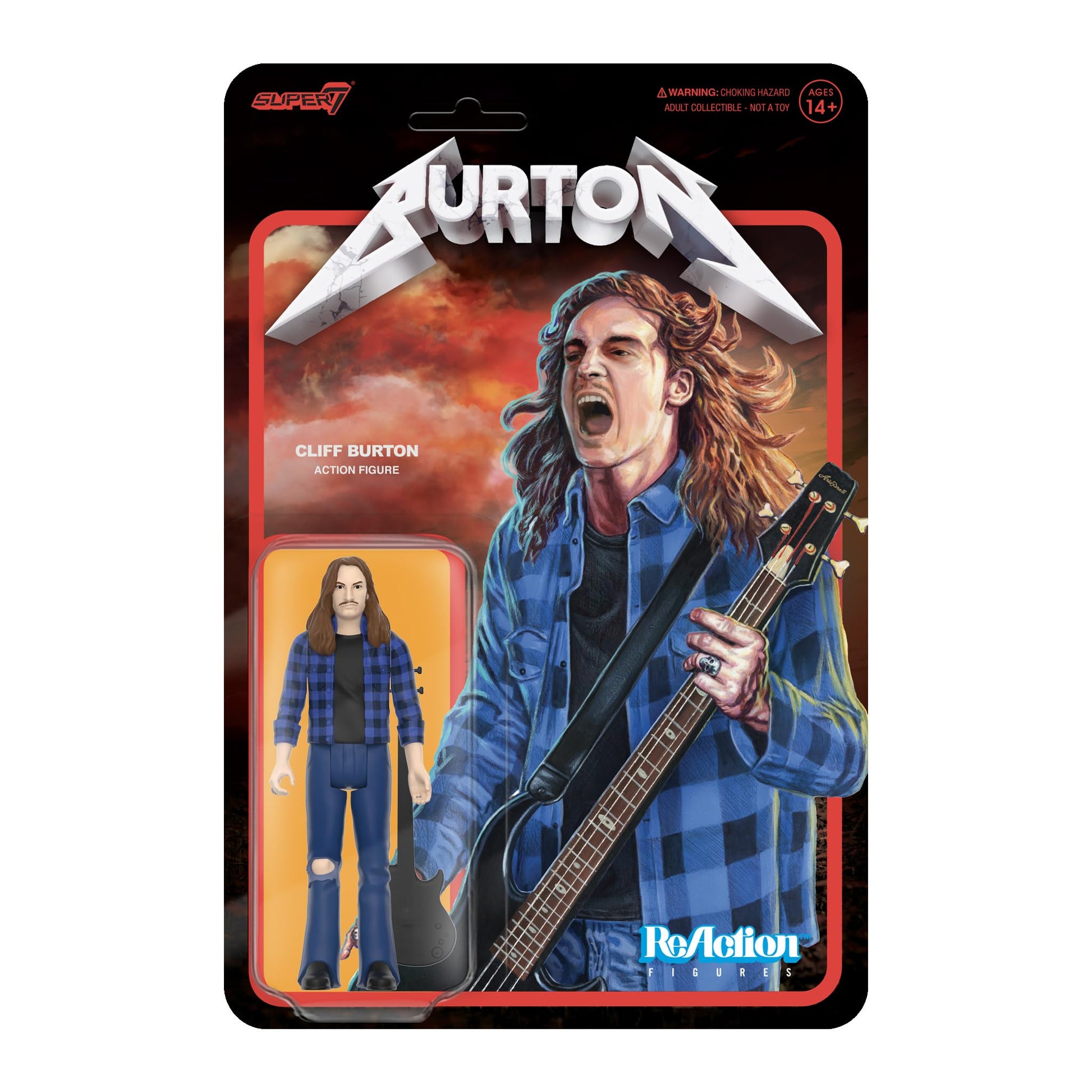 Super7 Cliff Burton (Flannel Shirt)  3.75 Action Figure with Accessories Heavy Metal Collectibles and Retro Toys